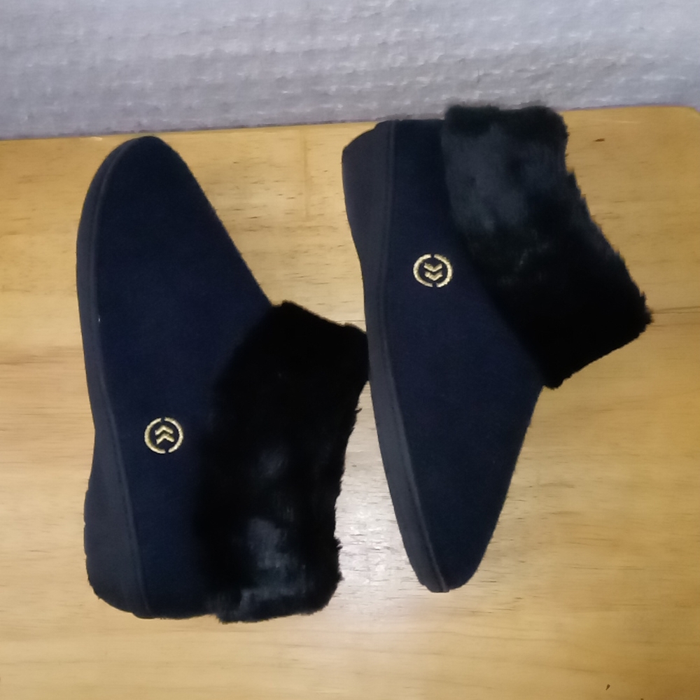 Isotoner Faux Fur Slippers Home Boots Black 7.5-8